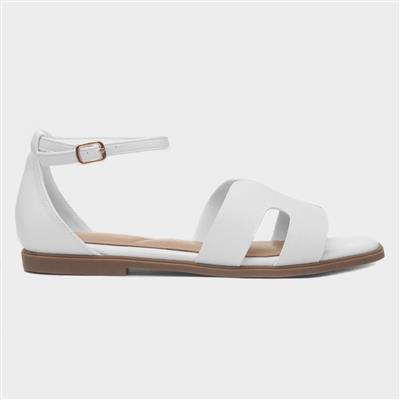 Bay Milled Womens White Buckle Sandal