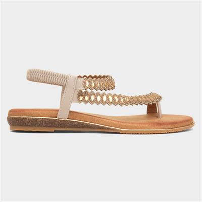 Novella Womens Beige Toe Post Sandal