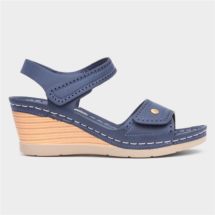 Cushion Walk Shelley Womens Navy Wedge Mule Sandal 11069 Shoe Zone