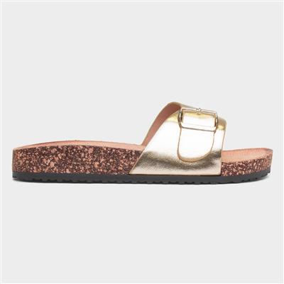 Sophie Womens Gold Buckle Mule Sandal