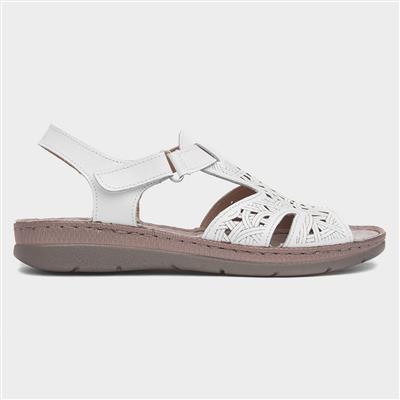 Ruth Womens White Leather Sandal