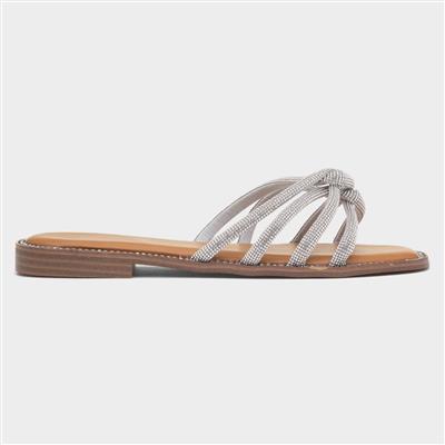 Kylie Womens Silver Knot Diamante Sandal