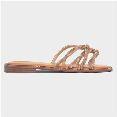 Kylie Womens Gold Knot Diamante Sandal