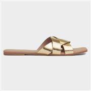 Krush Nikki Womens Gold Flat Mule Sandal (Click For Details)