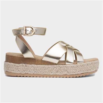 Gabriella Womens Gold Wedge Sandal