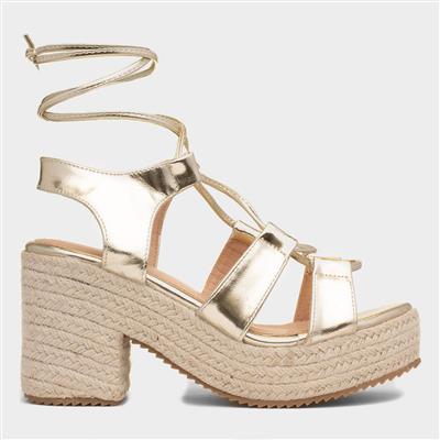 Zoe Womens Gold Heeled Sandal