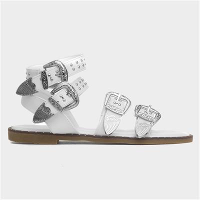 Jolene Womens White Buckle Sandal