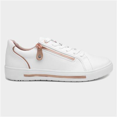 Jenny Womens White Zip Up Shoe