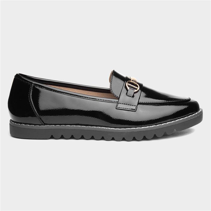 Cushion Walk Carrie Womens Black Patent Loafer-120273 | Shoe Zone