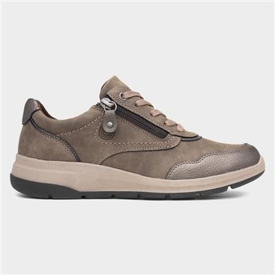 Mia Womens Taupe Casual Lace Up Shoe