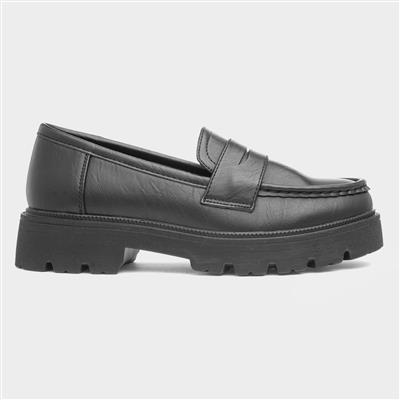 Cushion Walk Jakarta Womens Black Chunky Loafer 12098 Shoe Zone