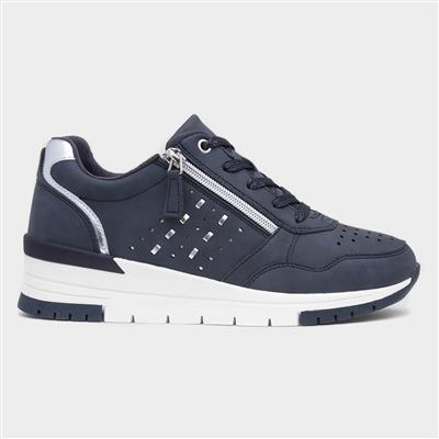 Spa Womens Navy Wedge Trainer