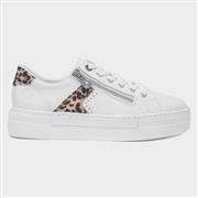 Rieker Womens White Leather Leopard Print Shoe (Click For Details)