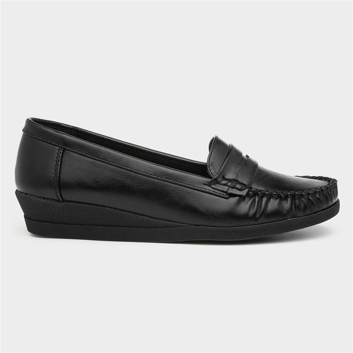 Softlites Delia Womens Black Moccasin Loafer Shoe-12130 | Shoe Zone