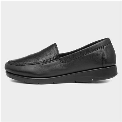 Comfy Steps Womens Black Leather Slip On Loafer-12393 | Shoe Zone