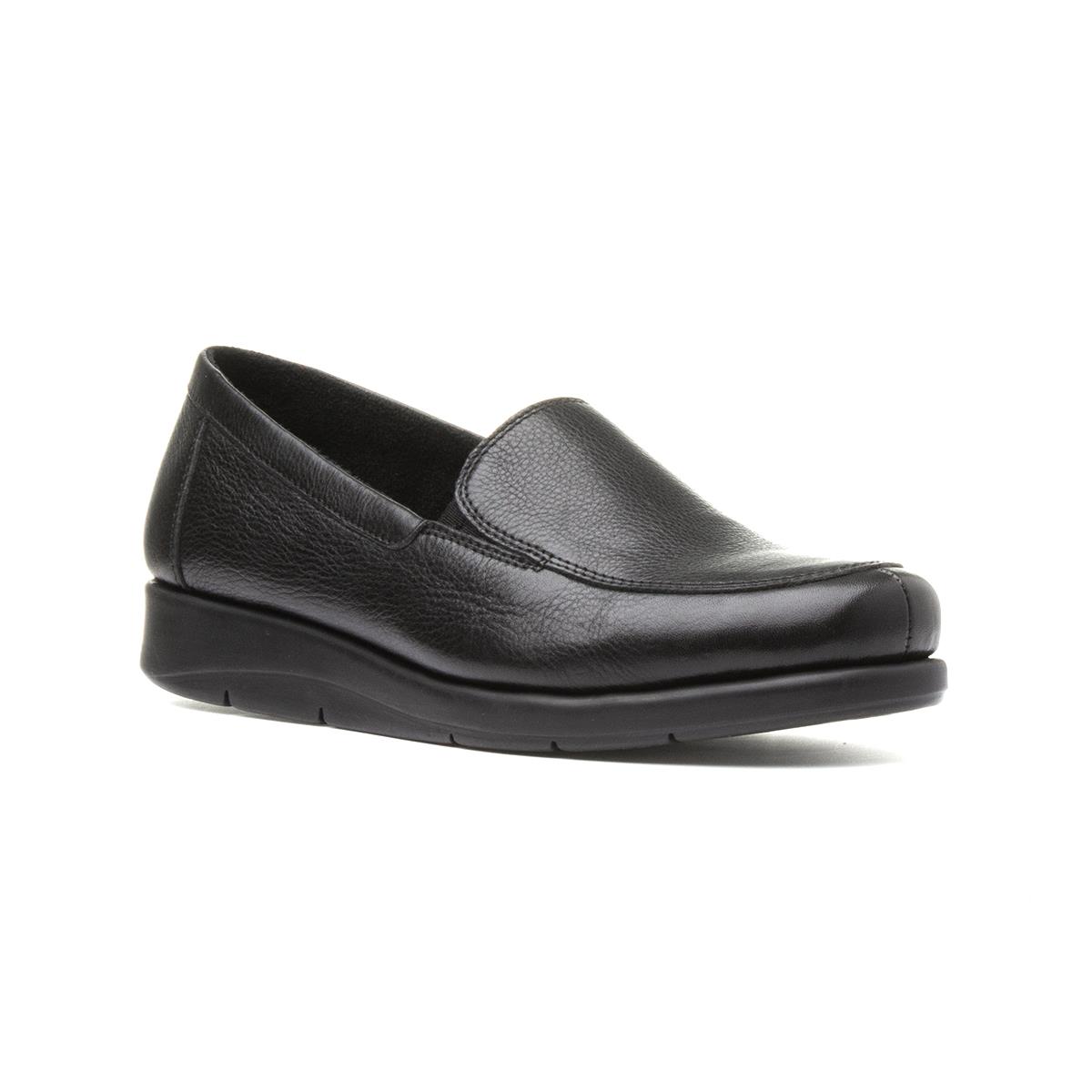 Comfy Steps Womens Black Leather Slip On Loafer-12393 | Shoe Zone