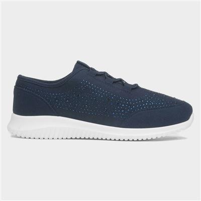 Darlene Womens Navy Diamante Casual Shoe