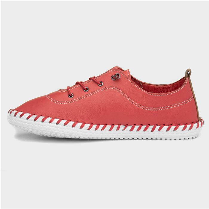 Lunar St Ives Womens Red Leather Shoe-128047 | Shoe Zone