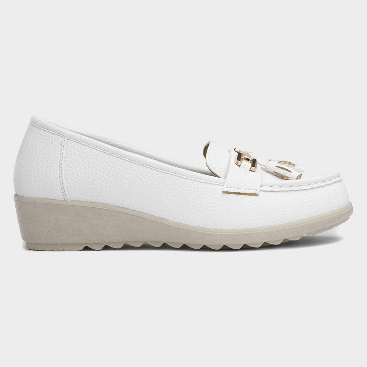 White sales wedge loafers