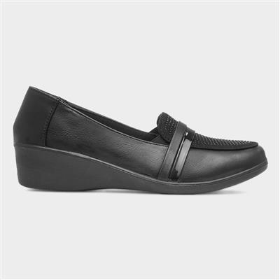 Esther Womens Black Wedge Casual Shoe