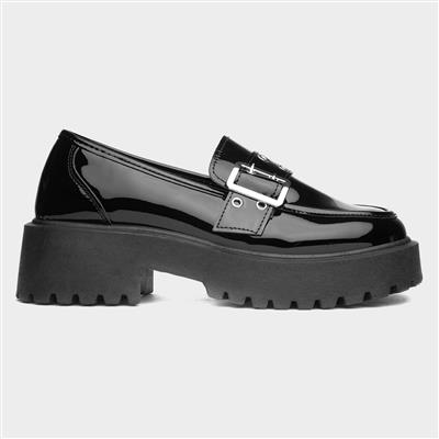 Layla Womens Black Patent Chunky Loafer