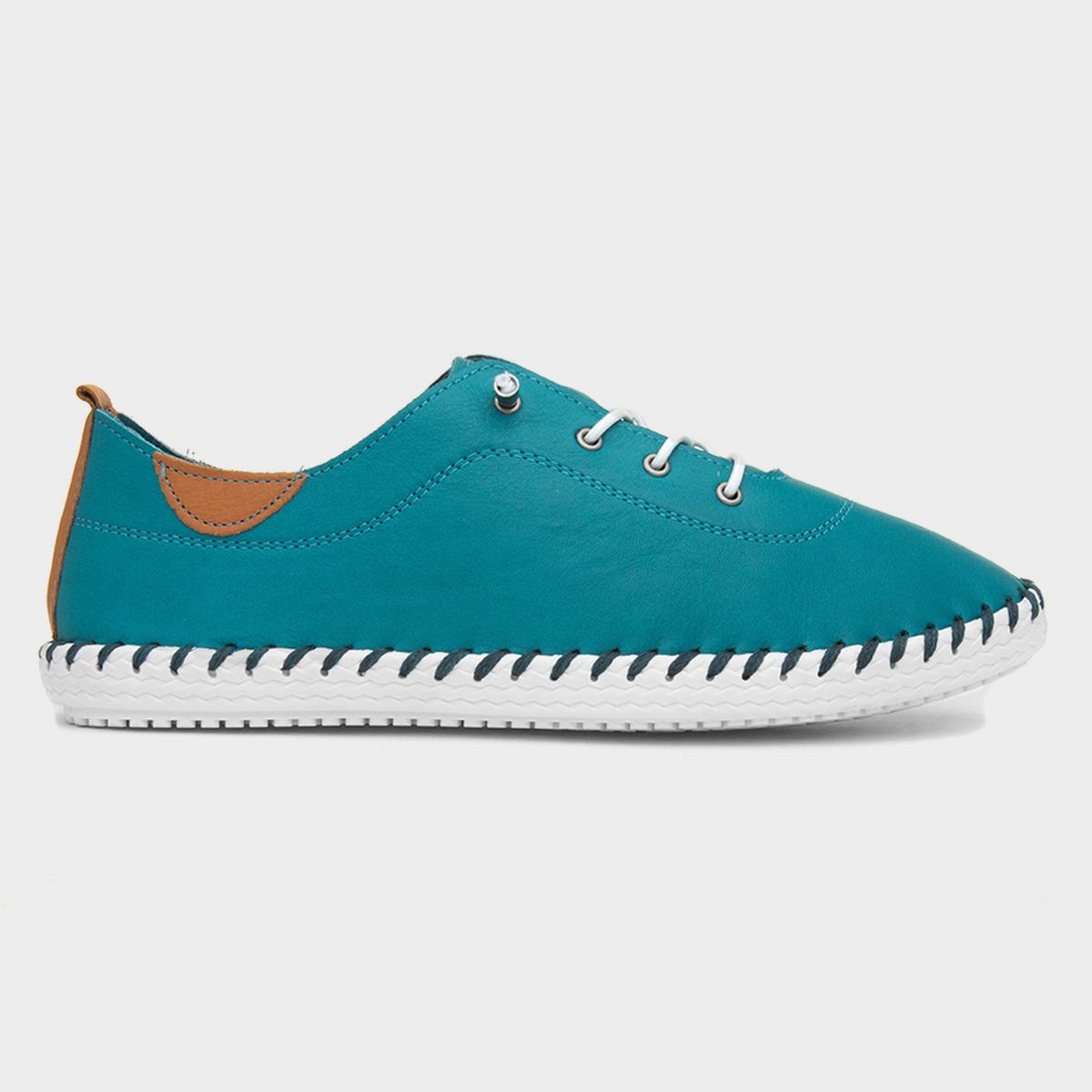 Lunar St Ives Womens Teal Leather Shoe-12883 