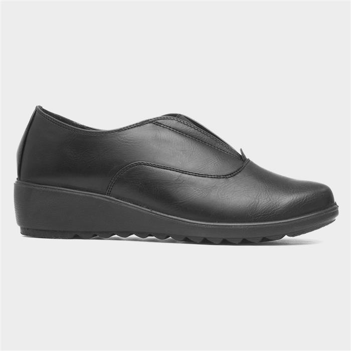 Cushion Walk Bianca Womens Black Casual Wedge Shoe 12902 Shoe Zone