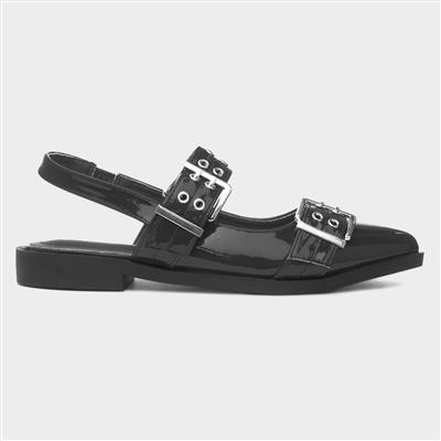 Miley Womens Black Slingback Buckle Shoe