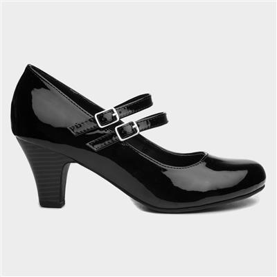 Black court shoes with strap hotsell