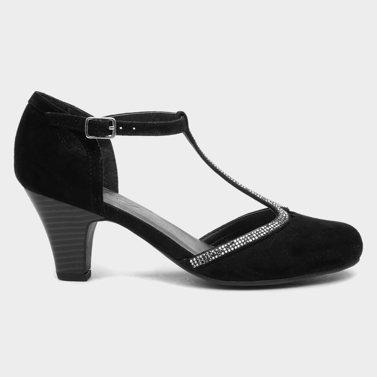 Lilley Vivien Womens Black T Bar Court Shoe 140007 Shoe Zone