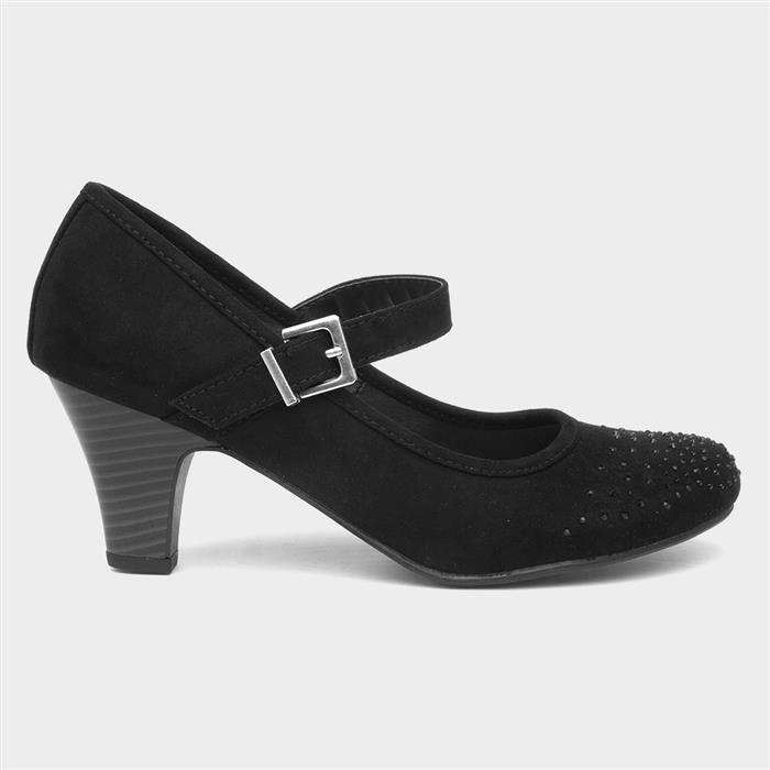 Lilley Womens Black Stud Court Shoe-14050 | Shoe Zone