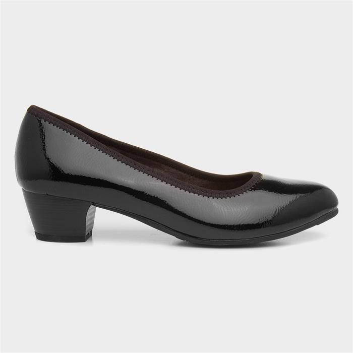 Jana Softline Womens Black Block Heel Court Shoe-14120 | Shoe Zone