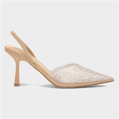 Lillia Womens Silver Diamante Heel