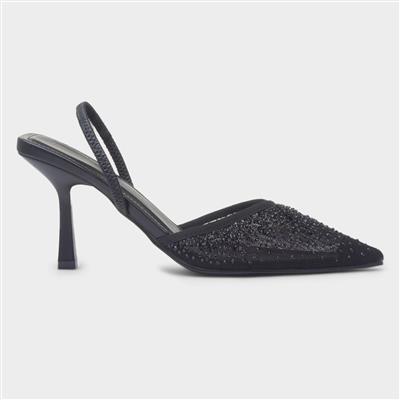 Ivanna Womens Black Diamante Heel