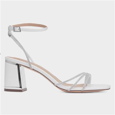 Tillie Womens White Diamante Heel