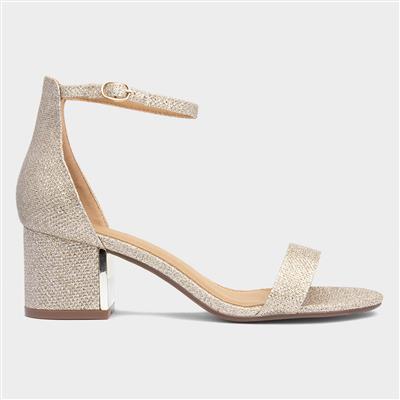 Halla Womens Gold Shimmer Heeled Sandal