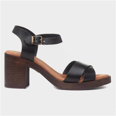 Georgia Womens Black Leather Heel