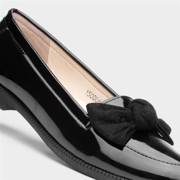 Lilley Anita Womens Black Patent Loafer with Bow150006 Shoe Zone