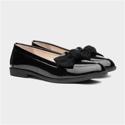 Lilley Anita Womens Black Patent Loafer with Bow-150006 | Shoe Zone