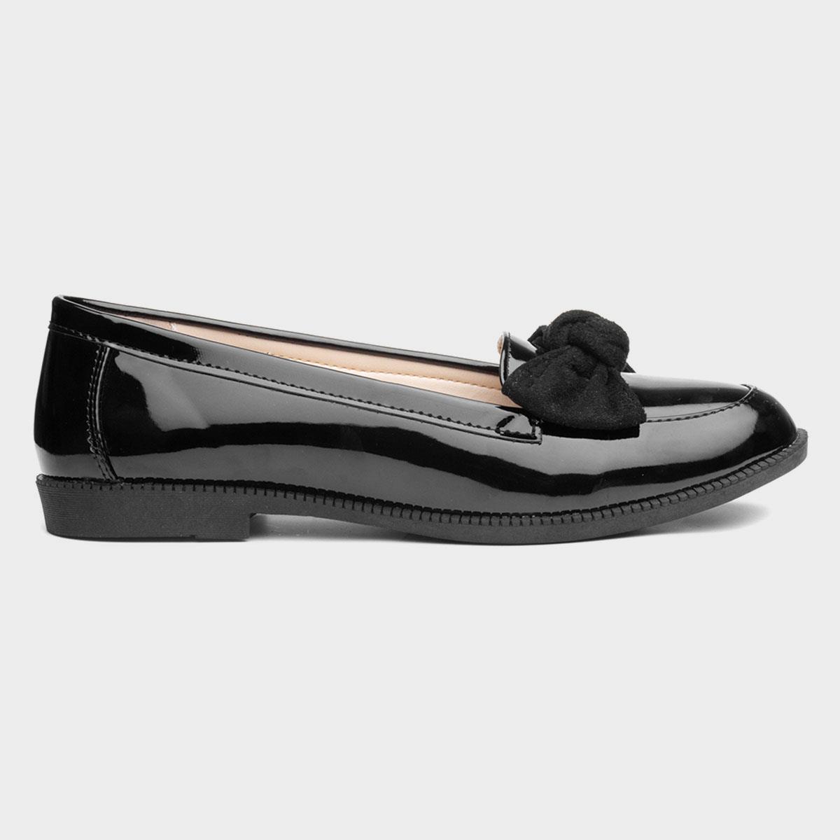 Lilley Anita Womens Black Patent Loafer with Bow 150006 Shoe Zone