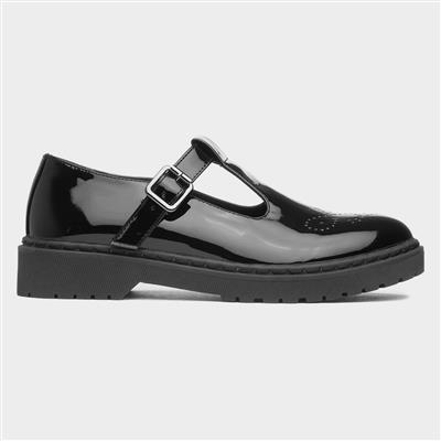 Alma Womens Black Patent T-Bar Shoe