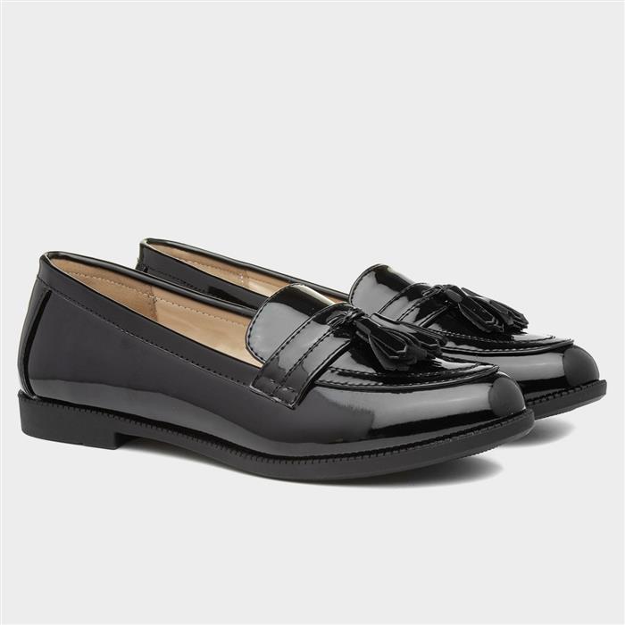 Lilley Womens Black Patent Loafer15072 Shoe Zone