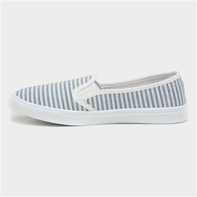 Lilley Womens Blue & White Striped Slip On Canvas-160017 | Shoe Zone