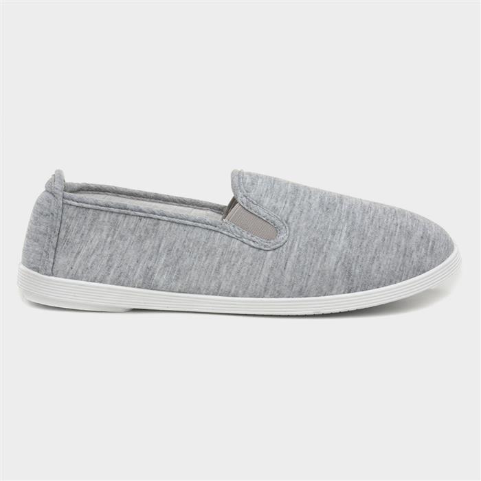 BLU Womens Slip On Canvas Shoe in Grey-16006 | Shoe Zone