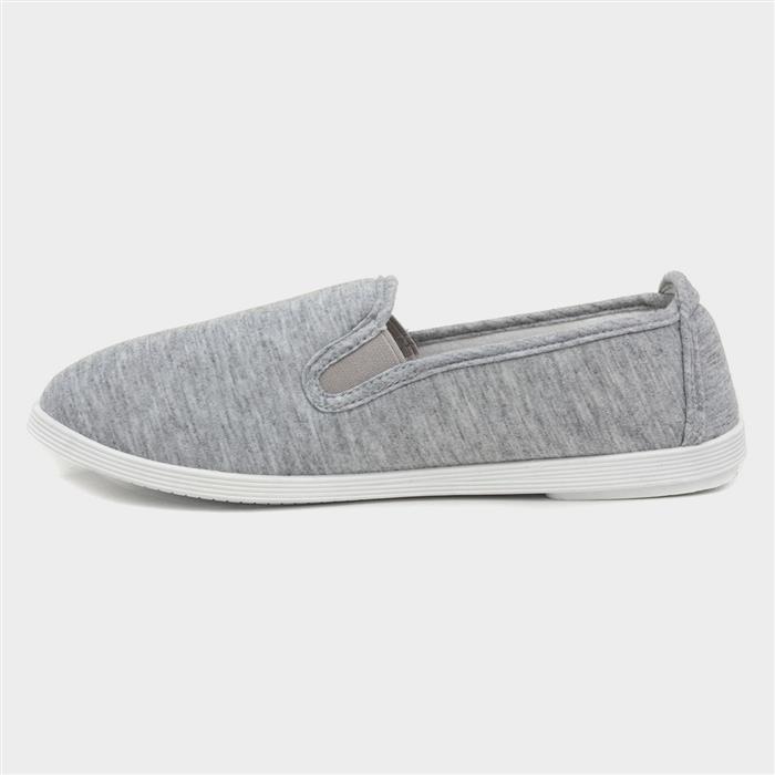 BLU Womens Slip On Canvas Shoe in Grey-16006 | Shoe Zone