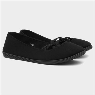 Lilley Womens Black Slip On Canvas Shoe-16028 | Shoe Zone