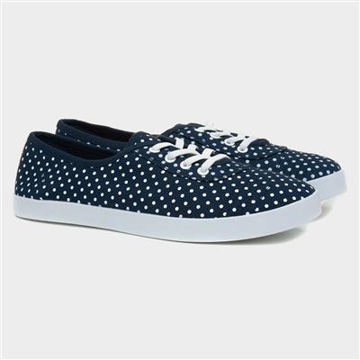 Lilley Womens Blue Polka Dot Speed Lace Canvas-16541 | Shoe Zone
