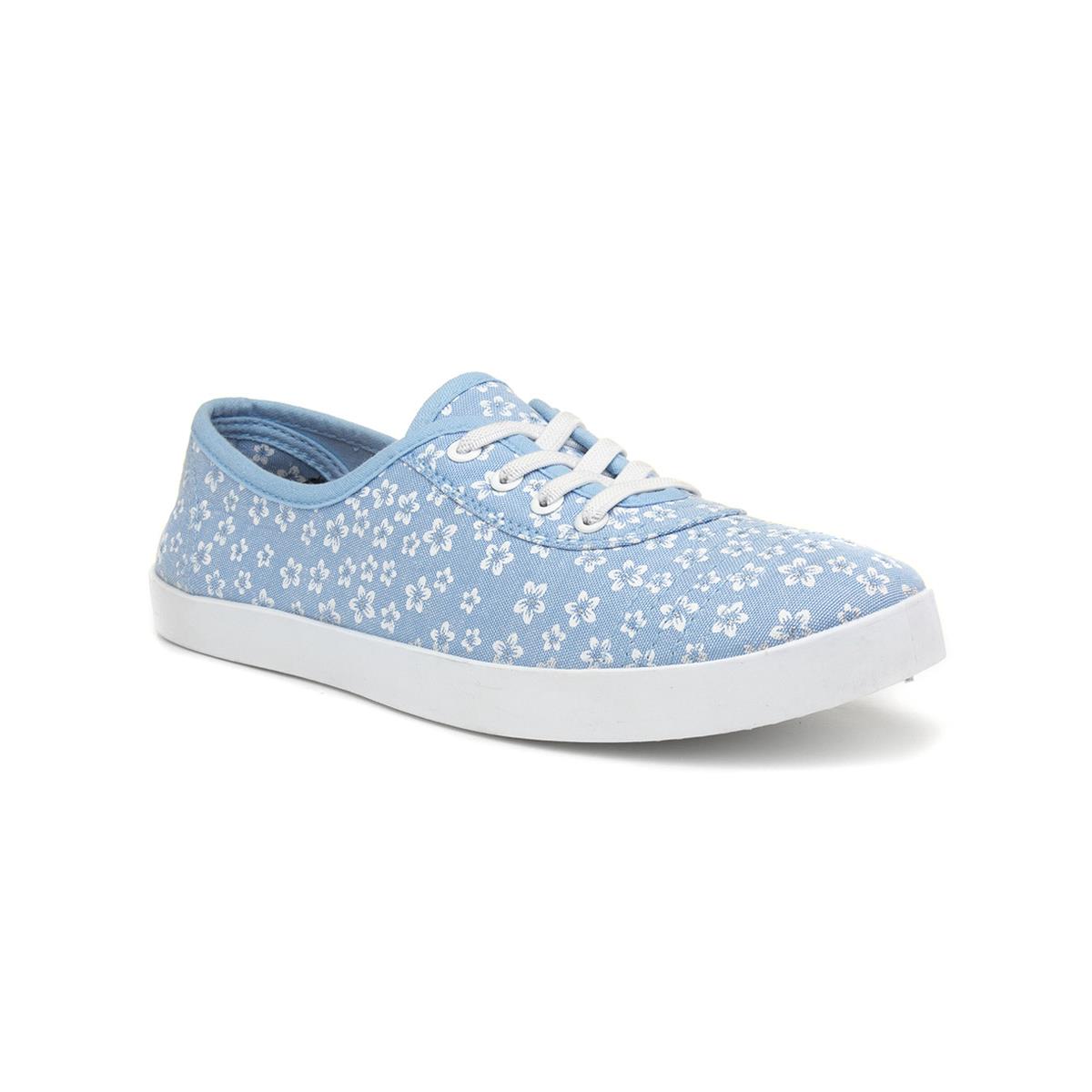 Lilley Womens Blue Floral Lace Up Canvas-16542 | Shoe Zone
