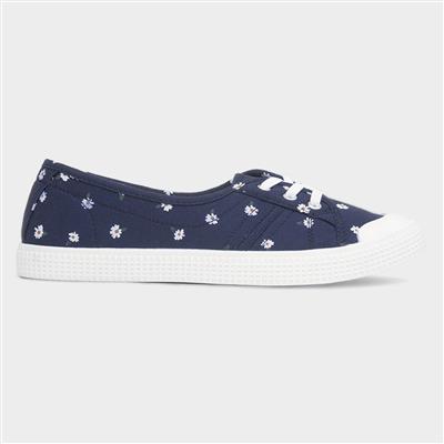 Phoebe Womens Navy Daisy Print Canvas