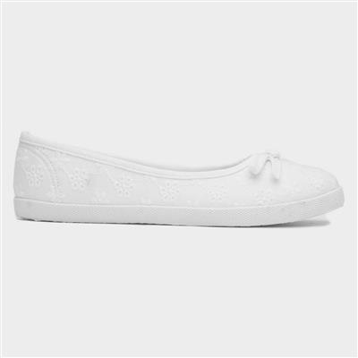 Patsy Womens White Ballerina Canvas